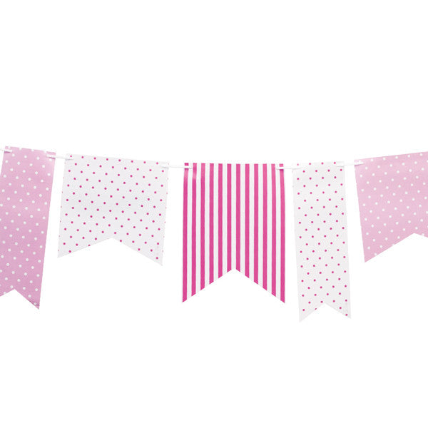 PAPIER GIRLANDE PUNKTEN UND STREIFEN ROSA