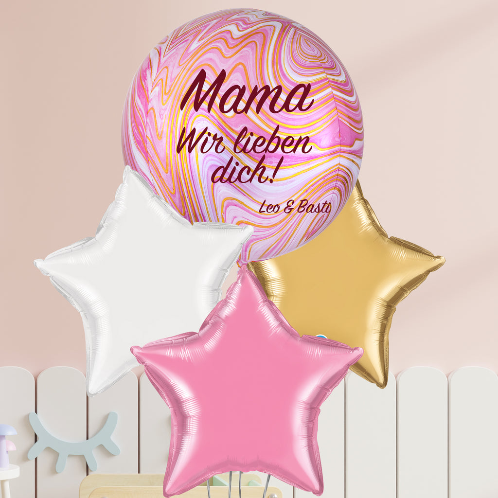 BALLONSTRAUSS ROSA MARBLEZ PERSONALISIERT