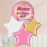 BALLONSTRAUSS ROSA MARBLEZ PERSONALISIERT