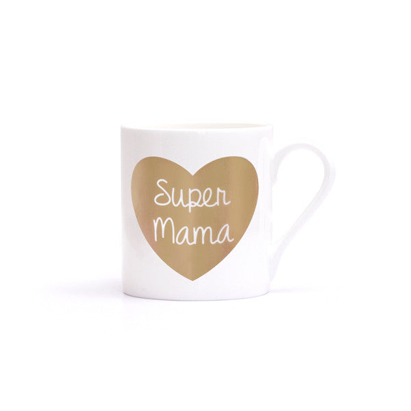 FINE BONE PORZELLAN BECHER "SUPER MAMA" HERZ