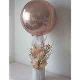 TROCKENBLUMENBOX MIT BALLON PERSONALISIERT + INFINITY ROSEN UND HORTENSIEN