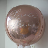 TROCKENBLUMENBOX MIT BALLON PERSONALISIERT + INFINITY ROSEN UND HORTENSIEN
