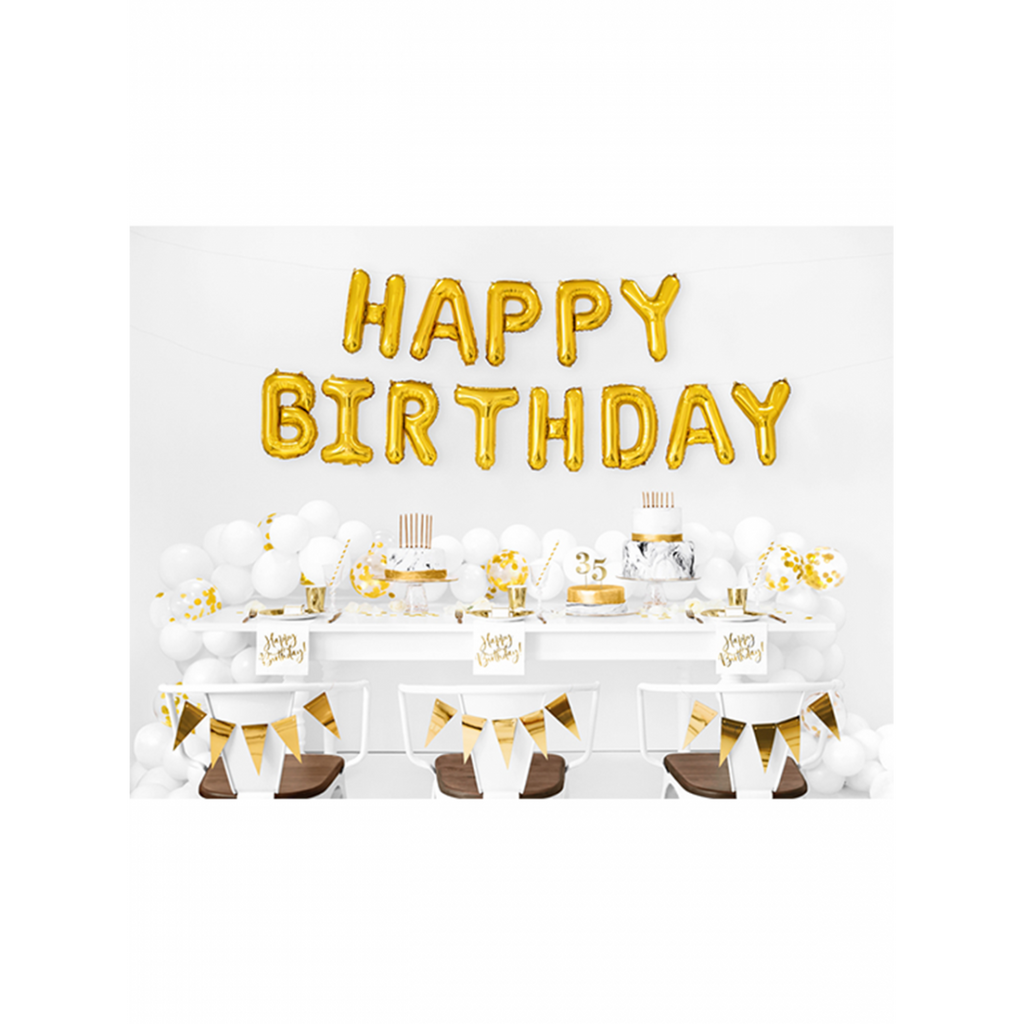HAPPY BIRTHDAY PHRASE BALLON GOLD
