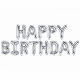 HAPPY BIRTHDAY PHRASE BALLON SILBER