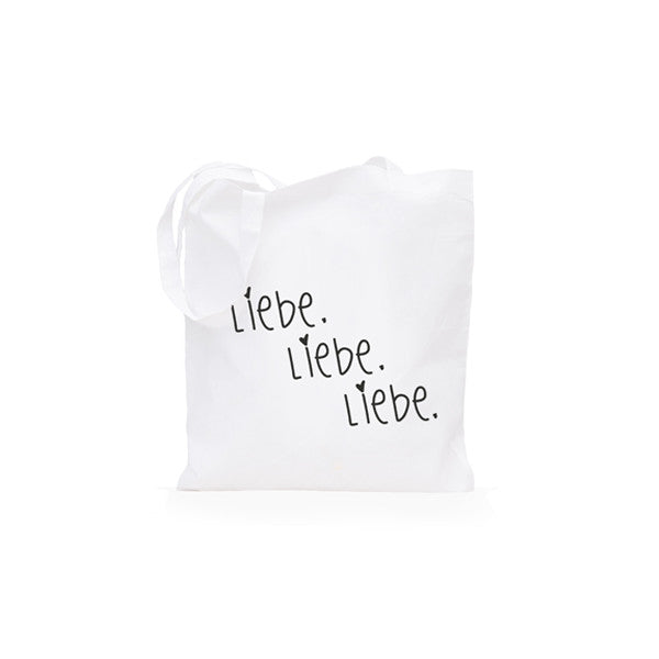 STOFFTASCHE / JUTEBEUTEL "LIEBE. LIEBE. LIEBE" WEISS