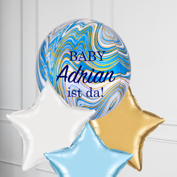 BALLONSTRAUSS MARBLEZ BLAU PERSONALISIERT