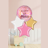 BALLONSTRAUSS ROSA MARBLEZ PERSONALISIERT