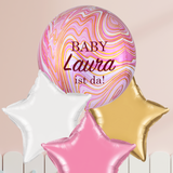 BALLONSTRAUSS ROSA MARBLEZ PERSONALISIERT