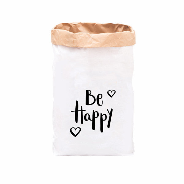 PAPIERSACK "BE HAPPY" SCHWARZ