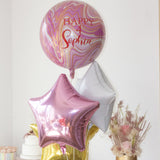 BALLONSTRAUSS ROSA MARBLEZ PERSONALISIERT