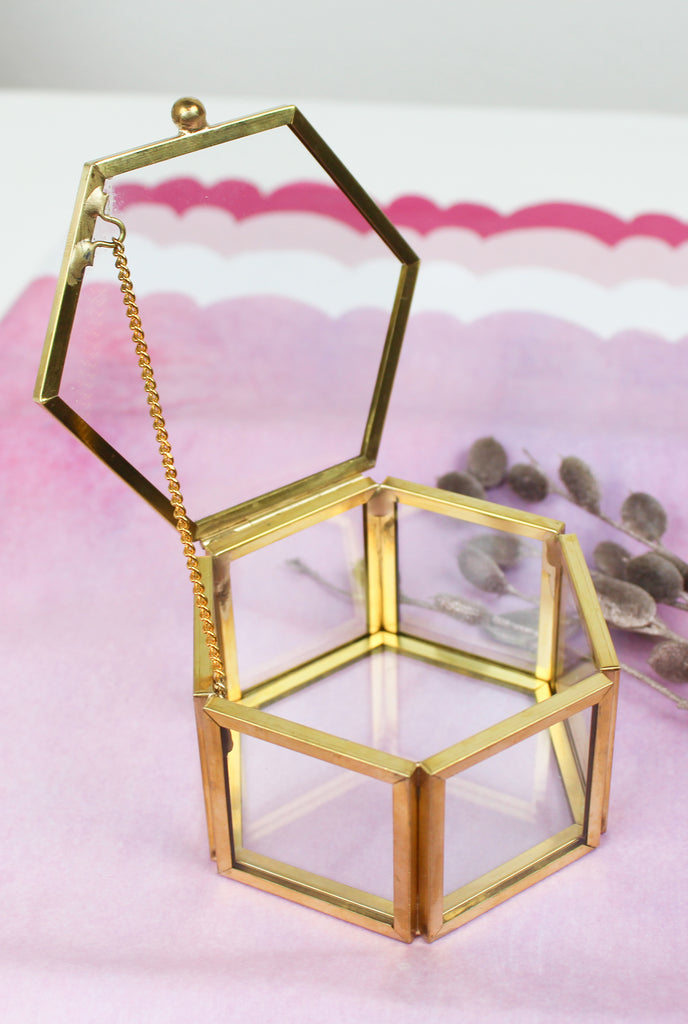 RING BOX AUS GLAS GOLD