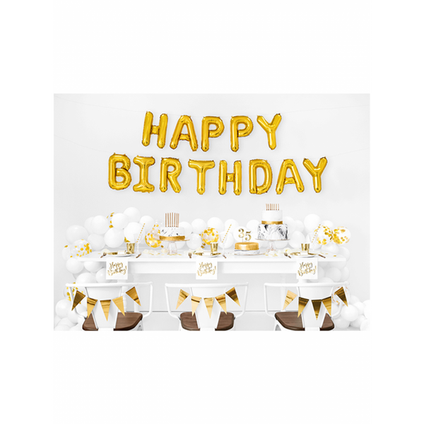 HAPPY BIRTHDAY PHRASE BALLON GOLD