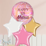 BALLONSTRAUSS BABY ROSA MARBLEZ PERSONALISIERT