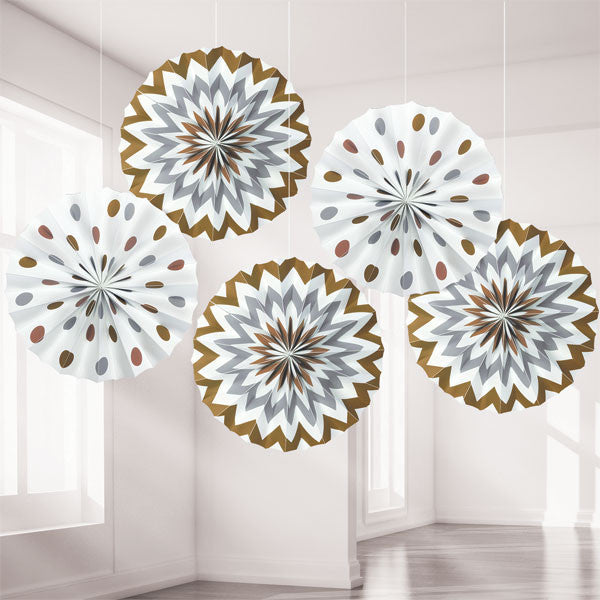 SET 5ER PACK FALTROSETTEN METALLIC POLKA DOT & CHEVRON