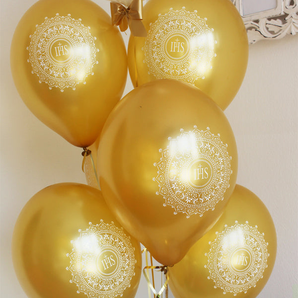 LUFTBALLONS SET KOMMUNION METALLIC GOLD