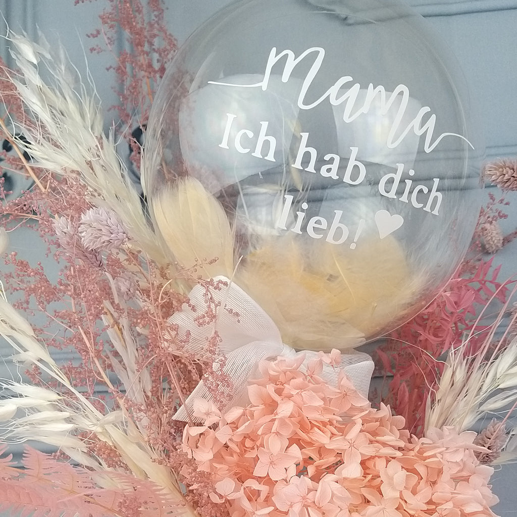 TROCKENBLUMENSTRAUSS MIT MINI BALLON PERSONALISIERT