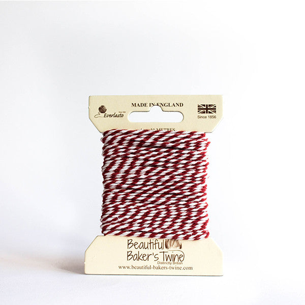 BÄCKERGARN, BAKERS TWINE, WURSTGARN, BÄCKERSCHNUR, BASTELSCHNUR - ORIGINAL VON EVERLASTO / ROT - WEIß