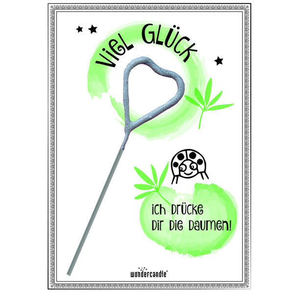 MINI GESCHENKARTE MIT WUNDERKERZE "VIEL GLÜCK" SILBER